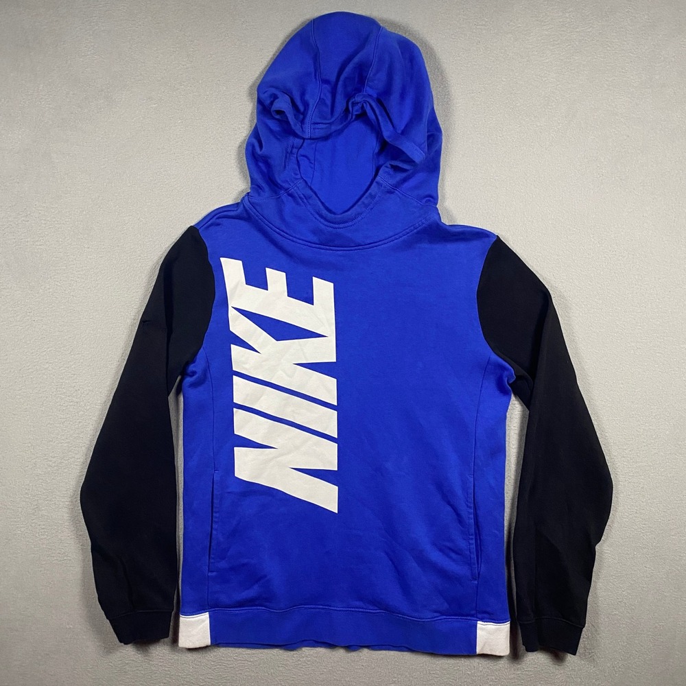 Nike Sportswear Pullover Hoodie Boys XL Blue Black BV3659-480 Colorblock Logo